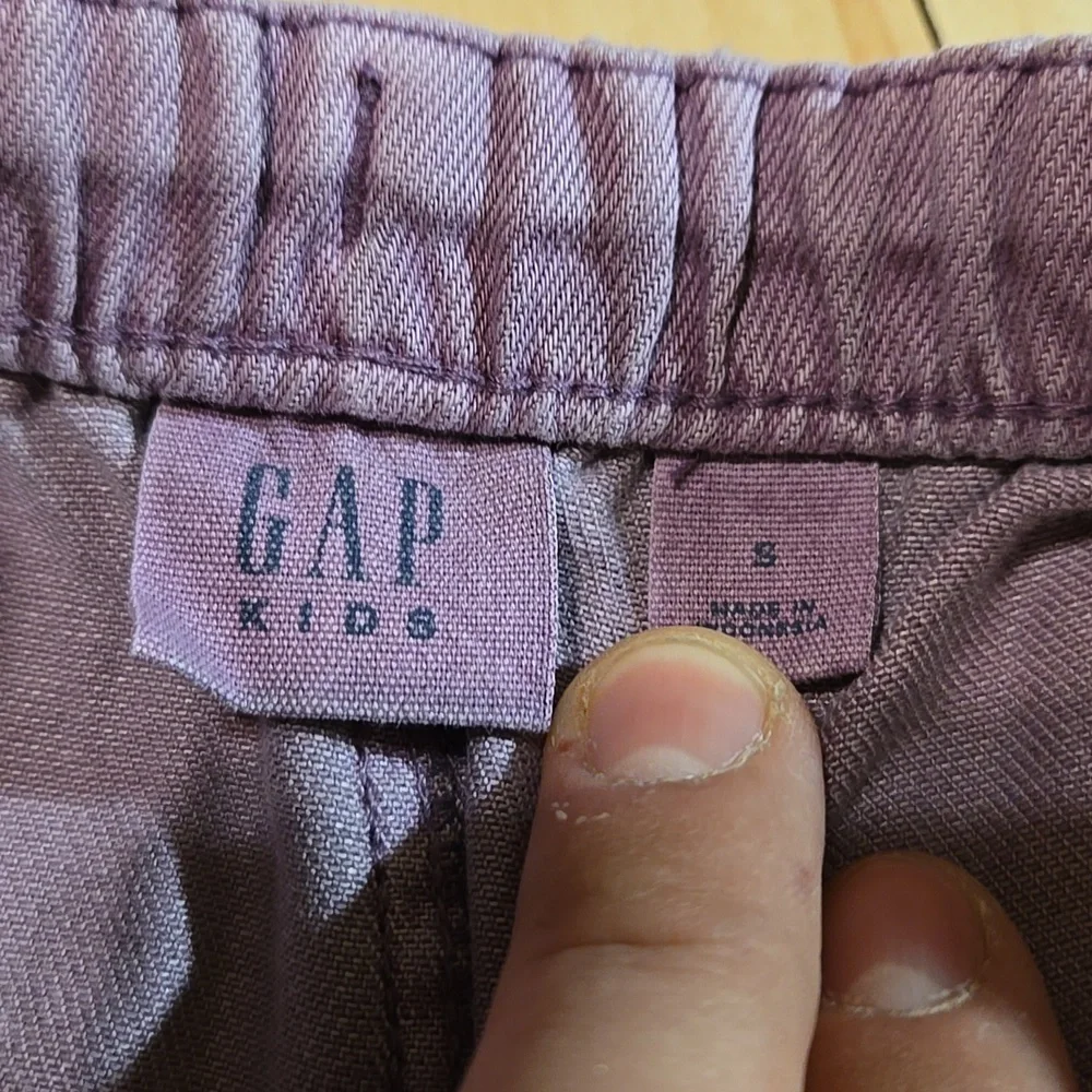 Gap Kids Purple Wide-Leg Twill Pants Drawstring Small 6-7